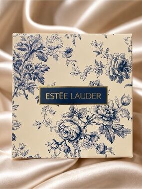 Estee Lauder Cream Box with Blue Floral Motif